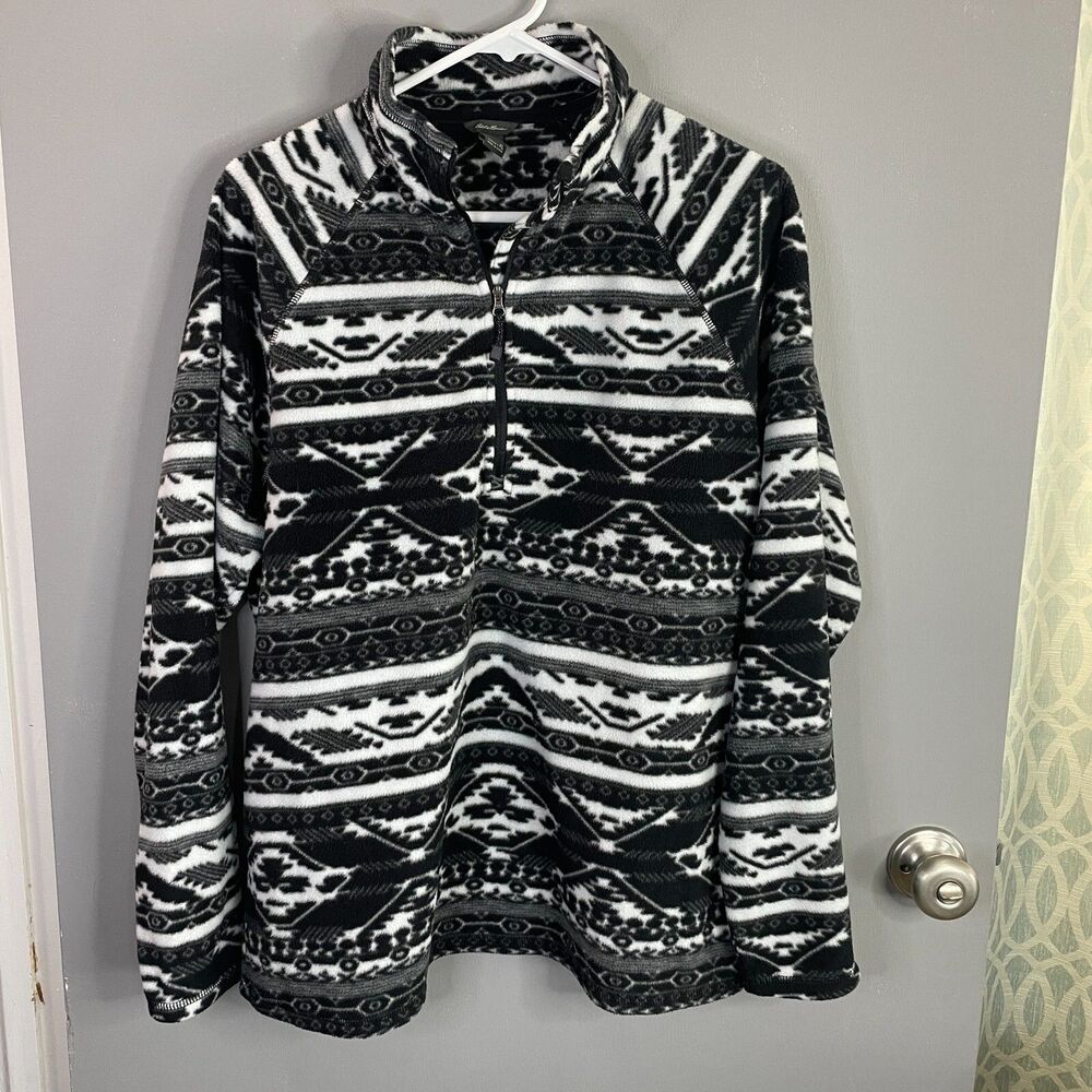 Eddie Bauer Womens XL  1/4 Zip Pullover Southwest Print Pullover Sweater